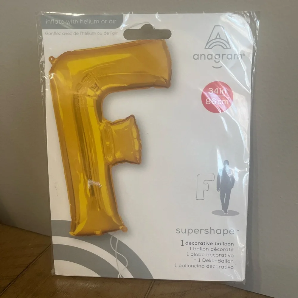 COPY - Large 34” Gold Foil Mylar Balloon - Letter F